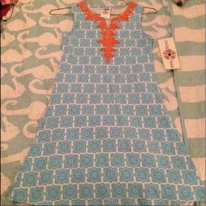 Blue and orange dress